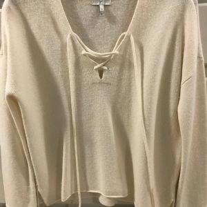 Joie white sweater, pullover with ties, small